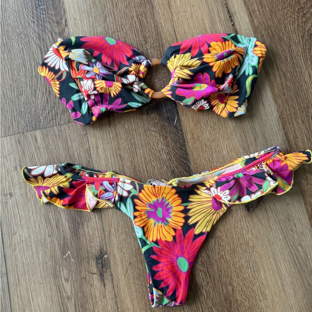 Montce Floral Bikini Set - Black, Pink, Orange, Yellow